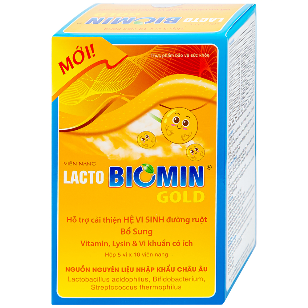 Viên uống bổ sung lợi khuẩn giúp giảm rối loạn tiêu hóa Lacto Biomin Gold New (5 vỉ x 10 viên)