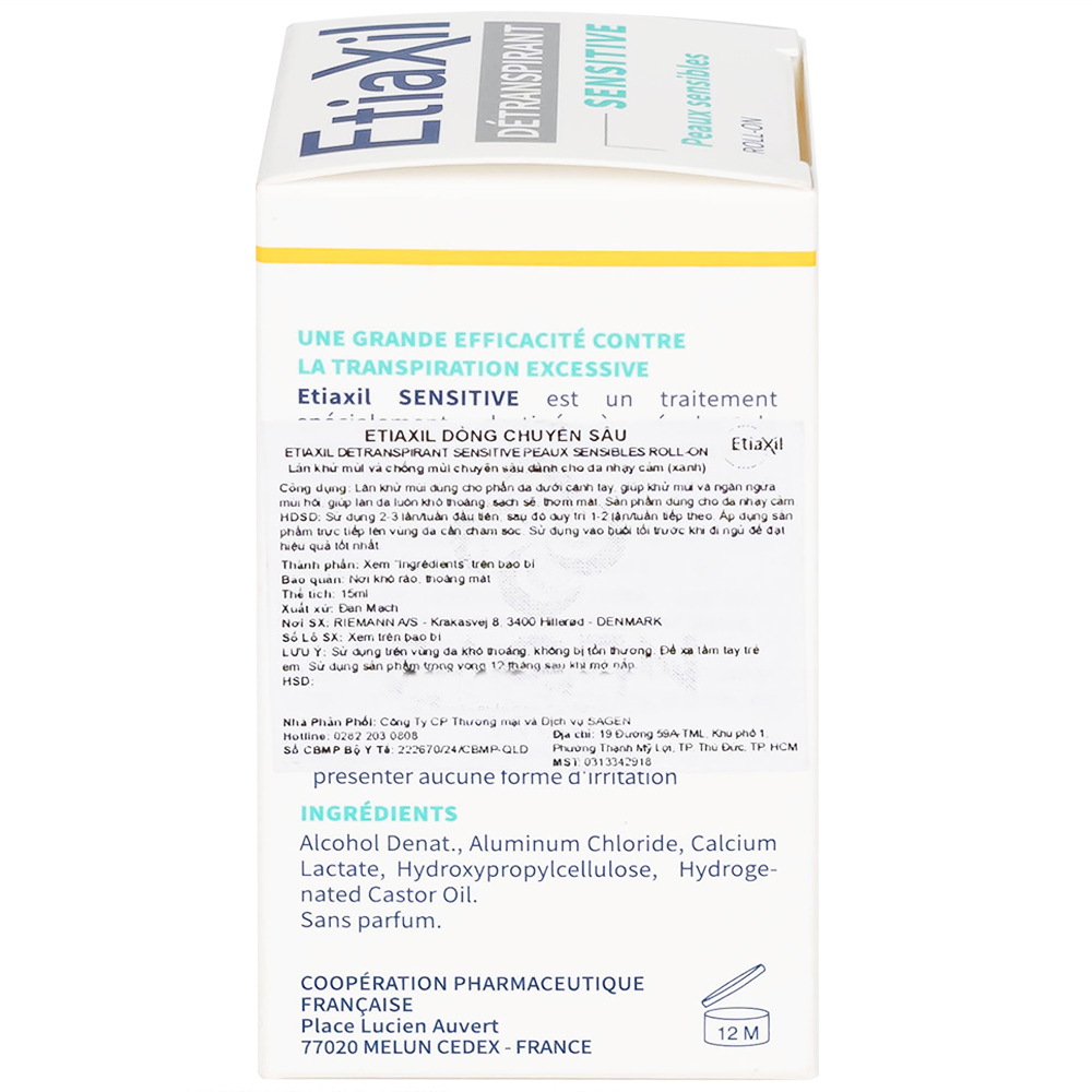 Lăn khử mùi cơ thể Etiaxil Detranspirant Aisselles Peaux Sensibles dành cho da nhạy cảm (15ml)