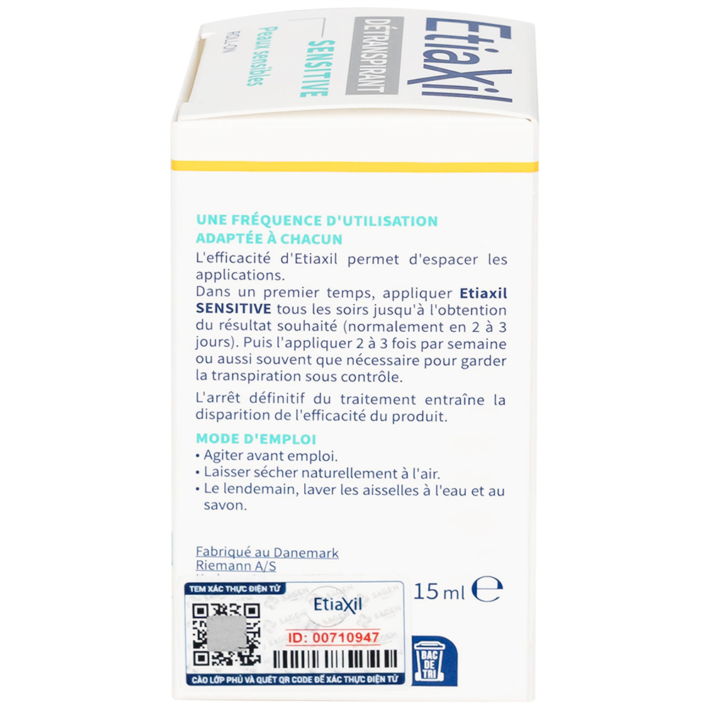 Lăn khử mùi cơ thể Etiaxil Detranspirant Aisselles Peaux Sensibles dành cho da nhạy cảm (15ml)