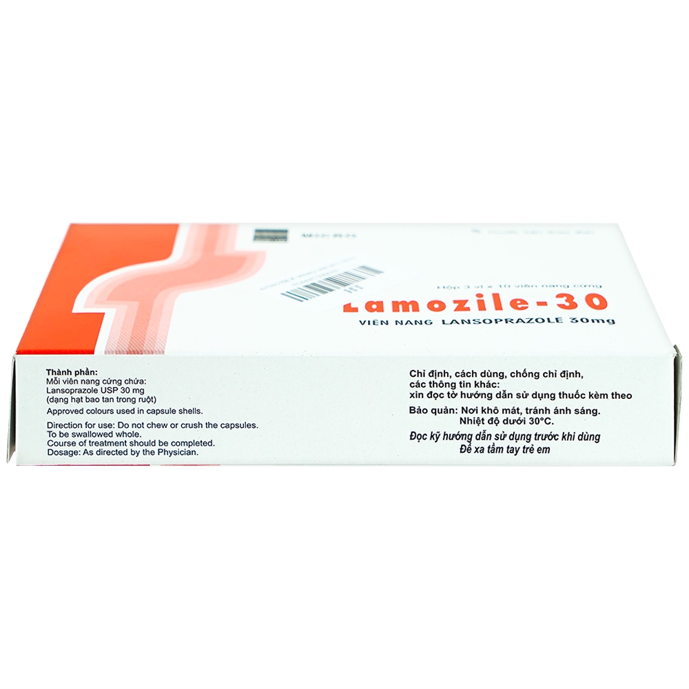 Viên nang cứng Lamozile 30 Micro điều trị loét tá tràng, loét dạ dày, viêm thực quản (3 vỉ x 10 viên) 