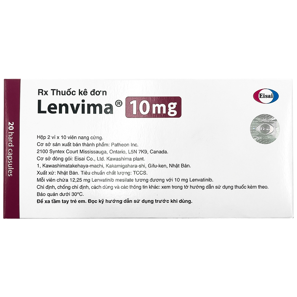 Viên nang cứng Lenvima 10mg Eisai điều trị một số loại ung thư (2 vỉ x 10 viên) 