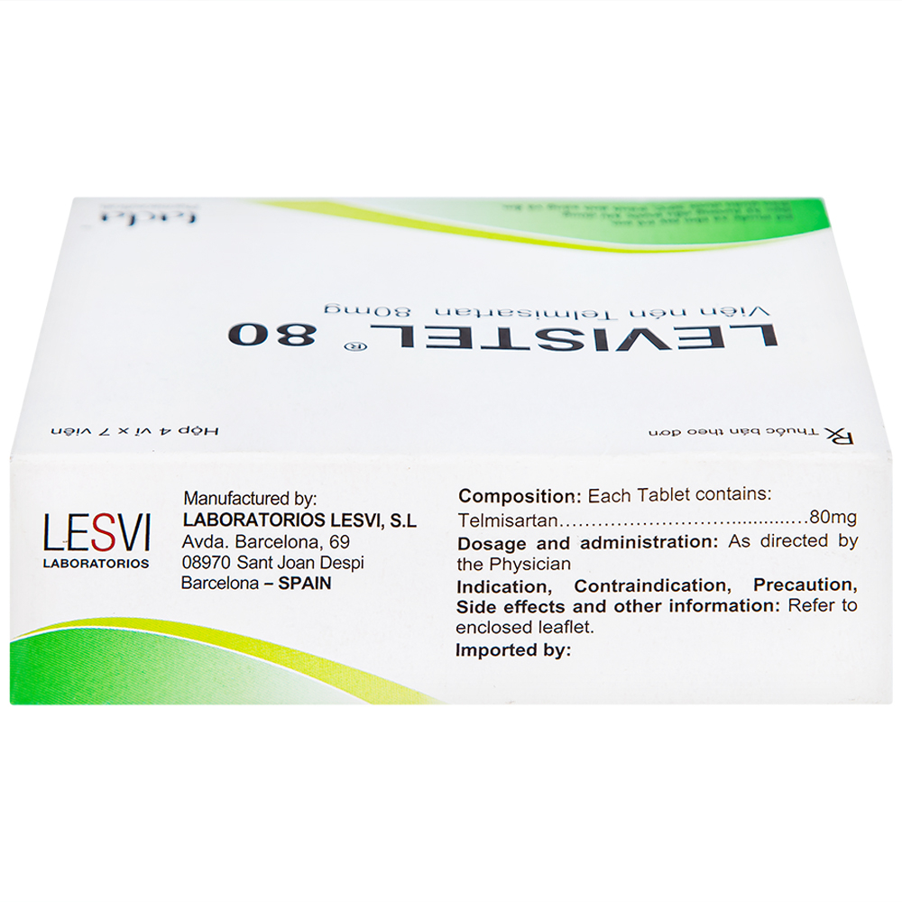 Viên nén Levistel 80 Tada Pharma điều trị tăng huyết áp, suy tim (4 vỉ x 7 viên)