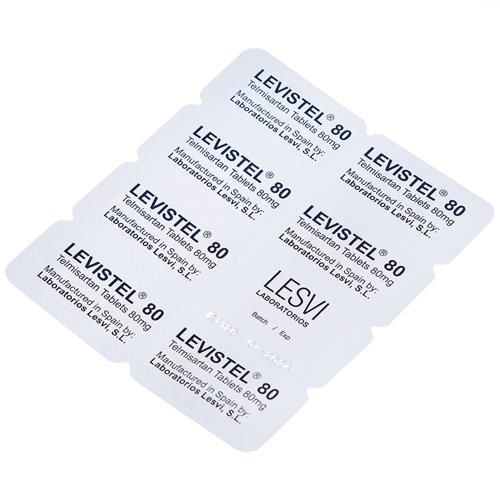 Viên nén Levistel 80 Tada Pharma điều trị tăng huyết áp, suy tim (4 vỉ x 7 viên)