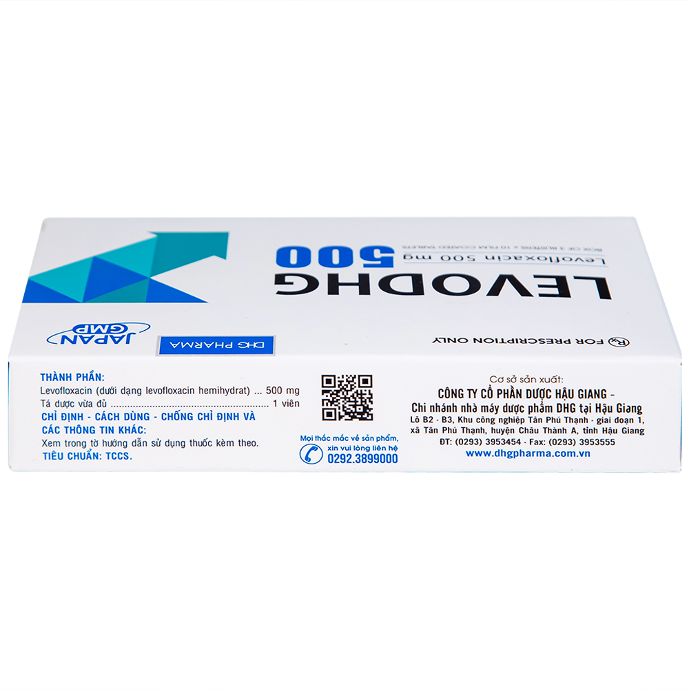 Thuốc LevoDHG 500 điều trị các chứng nhiễm khuẩn, viêm phổi, viêm tiền liệt tuyến (3 vỉ x 10 viên)