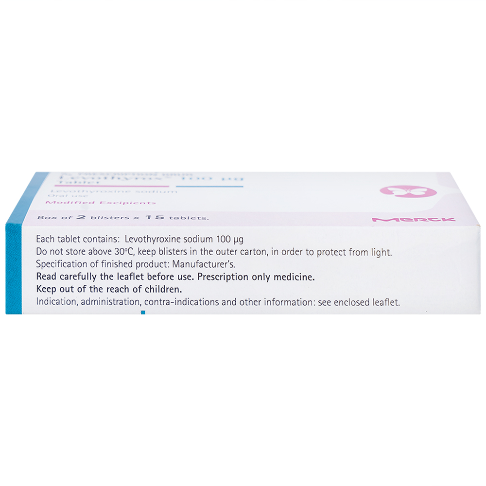 Thuốc Levothyrox 100µg Merck điều trị bướu giáp, suy giáp, ung thư giáp (2 vỉ x 15 viên)