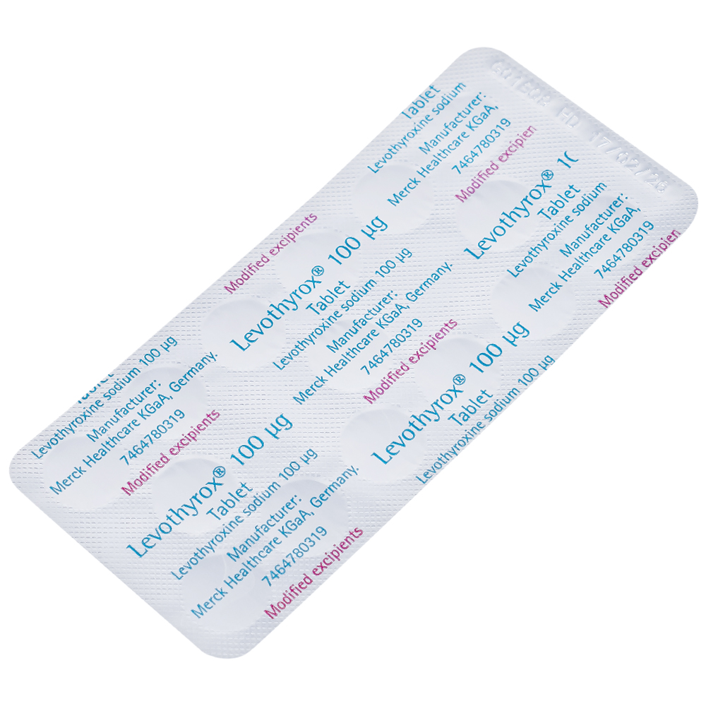 Thuốc Levothyrox 100µg Merck điều trị bướu giáp, suy giáp, ung thư giáp (2 vỉ x 15 viên)