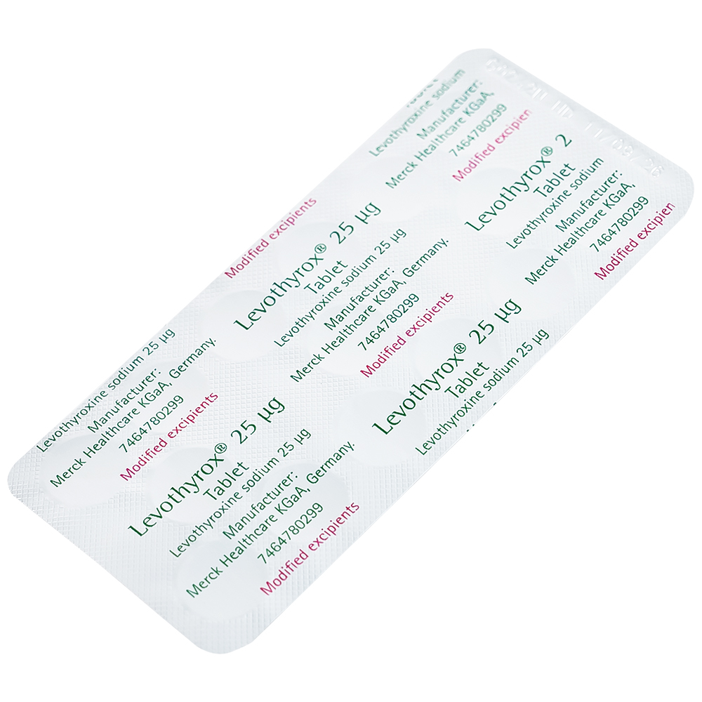 Thuốc Levothyrox 25µg Merck điều trị bướu giáp đơn thuần lành tính (2 vỉ x 15 viên)