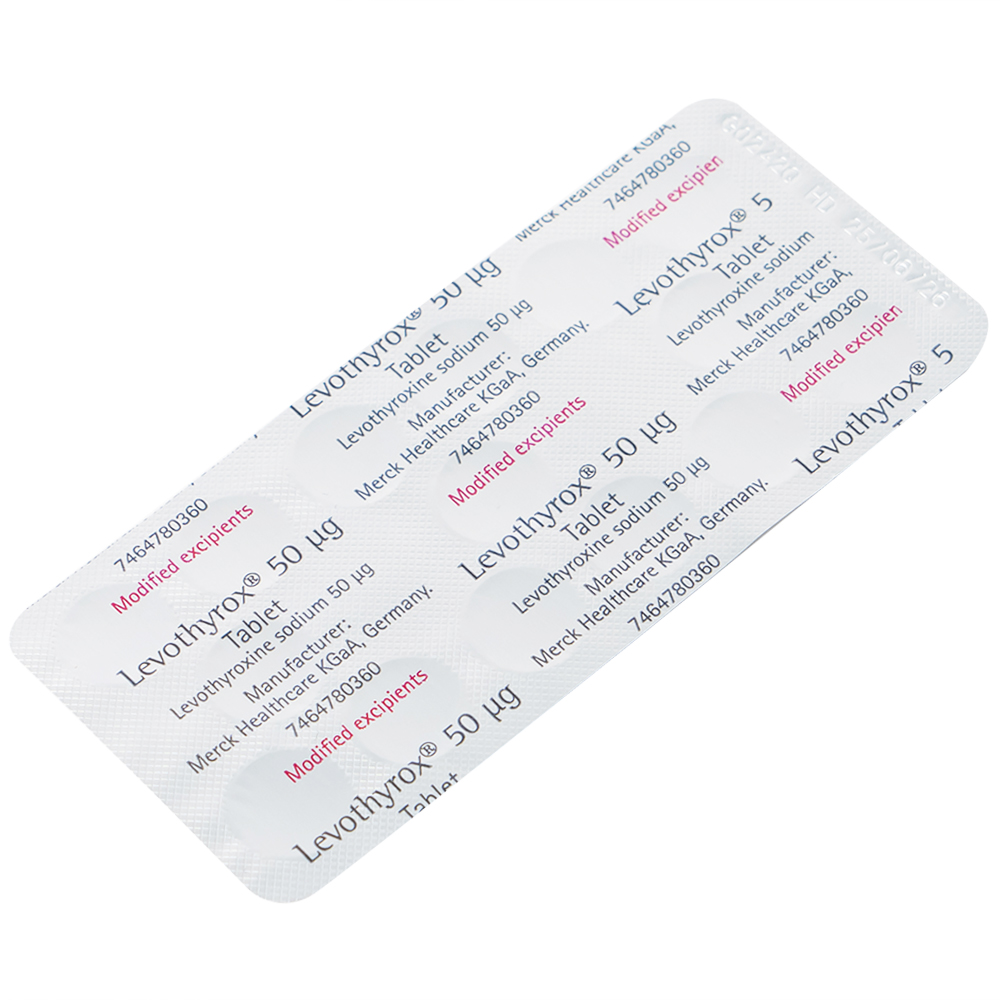 Thuốc Levothyrox 50µg Merck điều trị bướu giáp, suy giáp, ung thư giáp (2 vỉ x 15 viên)