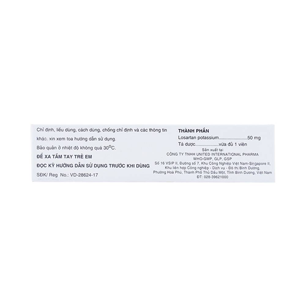 Viên nén Lifezar 50mg United điều trị cao huyết áp (3 vỉ x 10 viên)