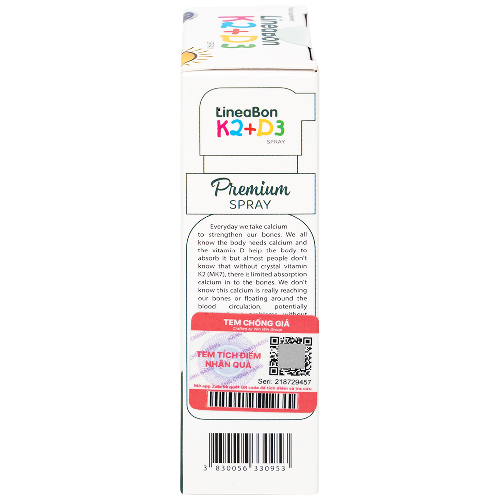 Chai xịt giúp hỗ trợ hấp thụ canxi LineaBon K2+D3 Ergopharma (10ml)