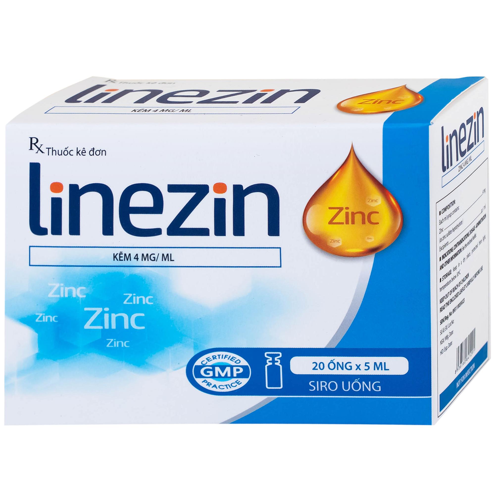 Thuốc Linezin 4mg/ml Hà Nam điều trị tình trạng thiếu kẽm (20 ống x 5ml)
