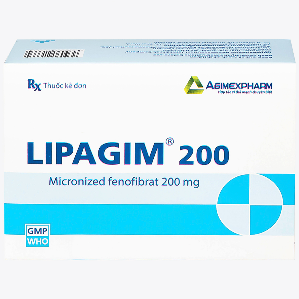 Thuốc Lipagim 200 Agimexpharm bổ sung cho chế độ ăn uống, điều trị tăng triglycerid máu (3 vỉ x 10 viên)