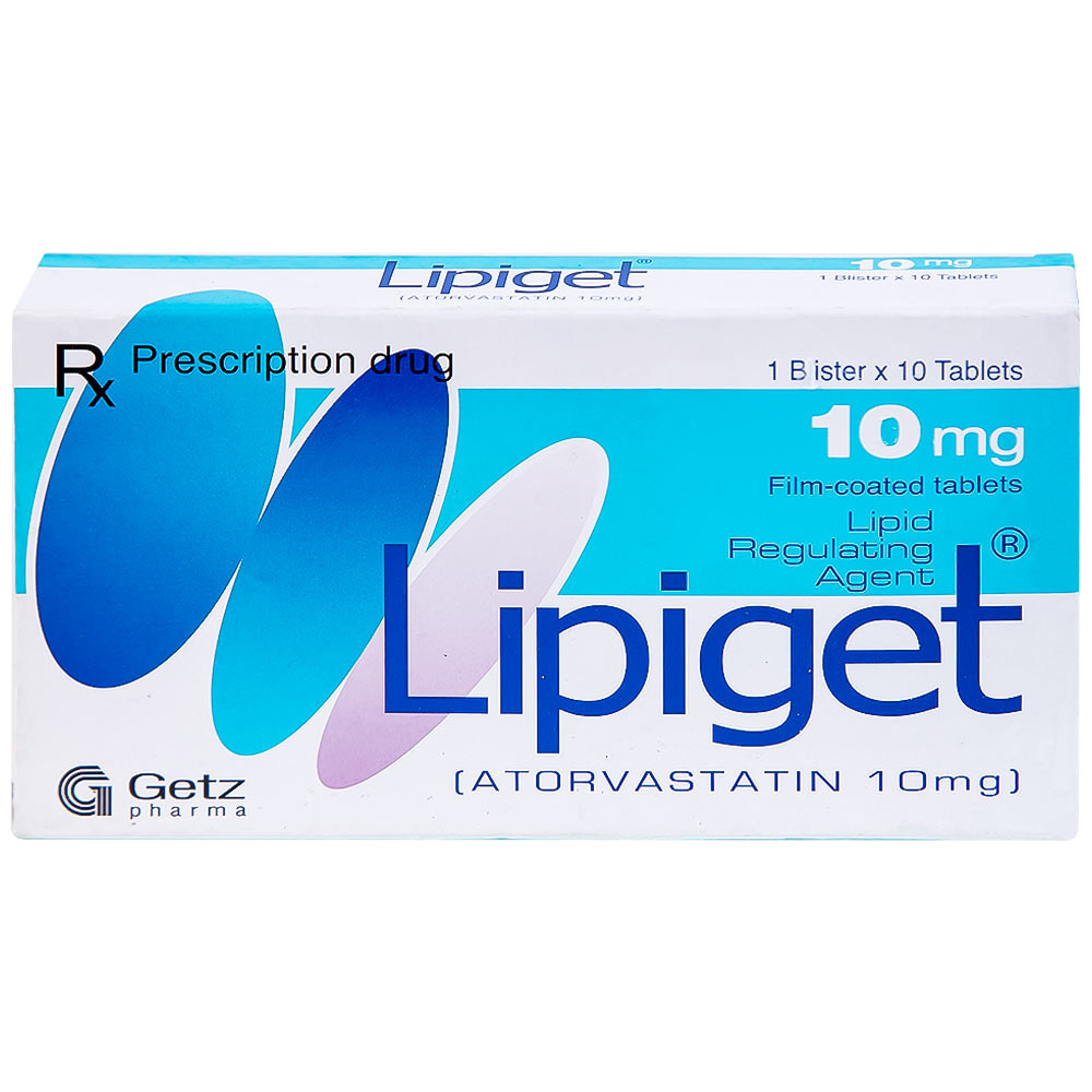 Viên nén Lipiget 10mg Getz hỗ trợ chế độ ăn kiêng trong giảm cholesterol toàn phần (1 vỉ x 10 viên)
