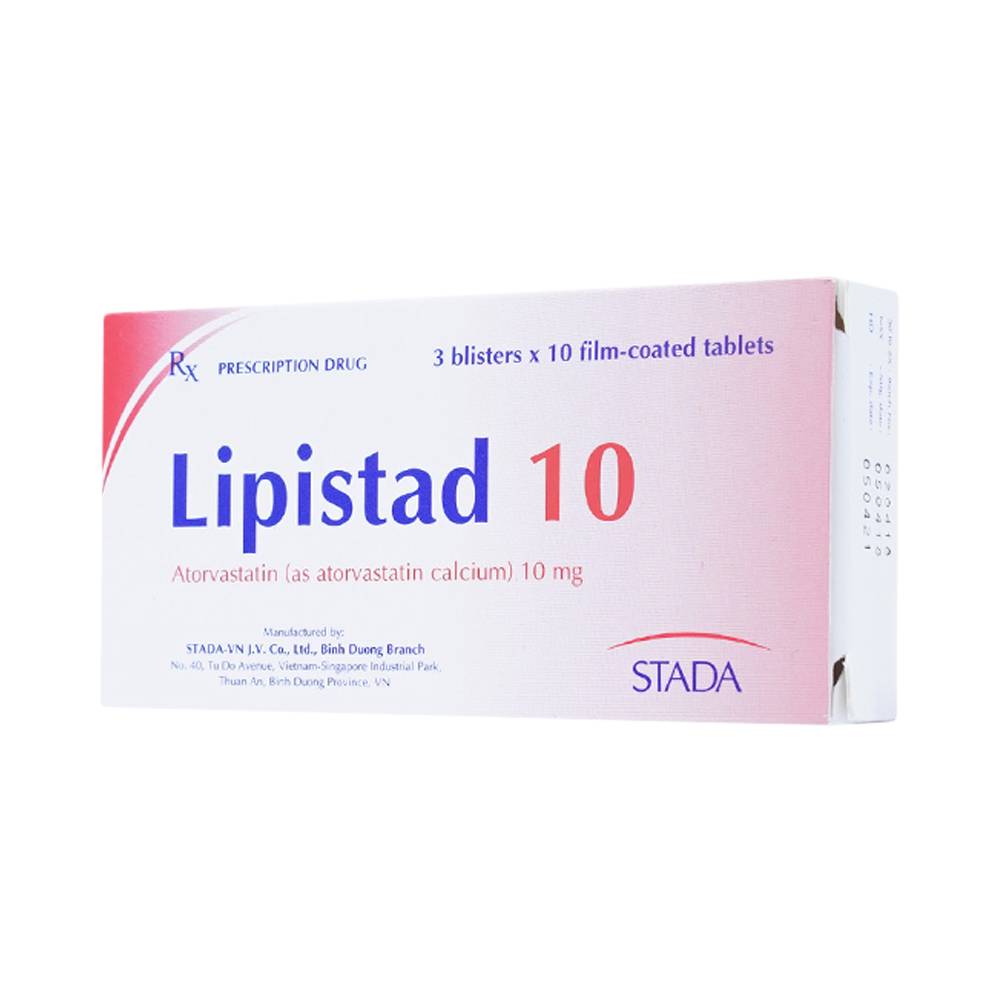 Thuốc Lipistad 10 Stada điều trị tăng cholesterol và Iipid huyết hỗn hợp (3 vỉ x 10 viên)