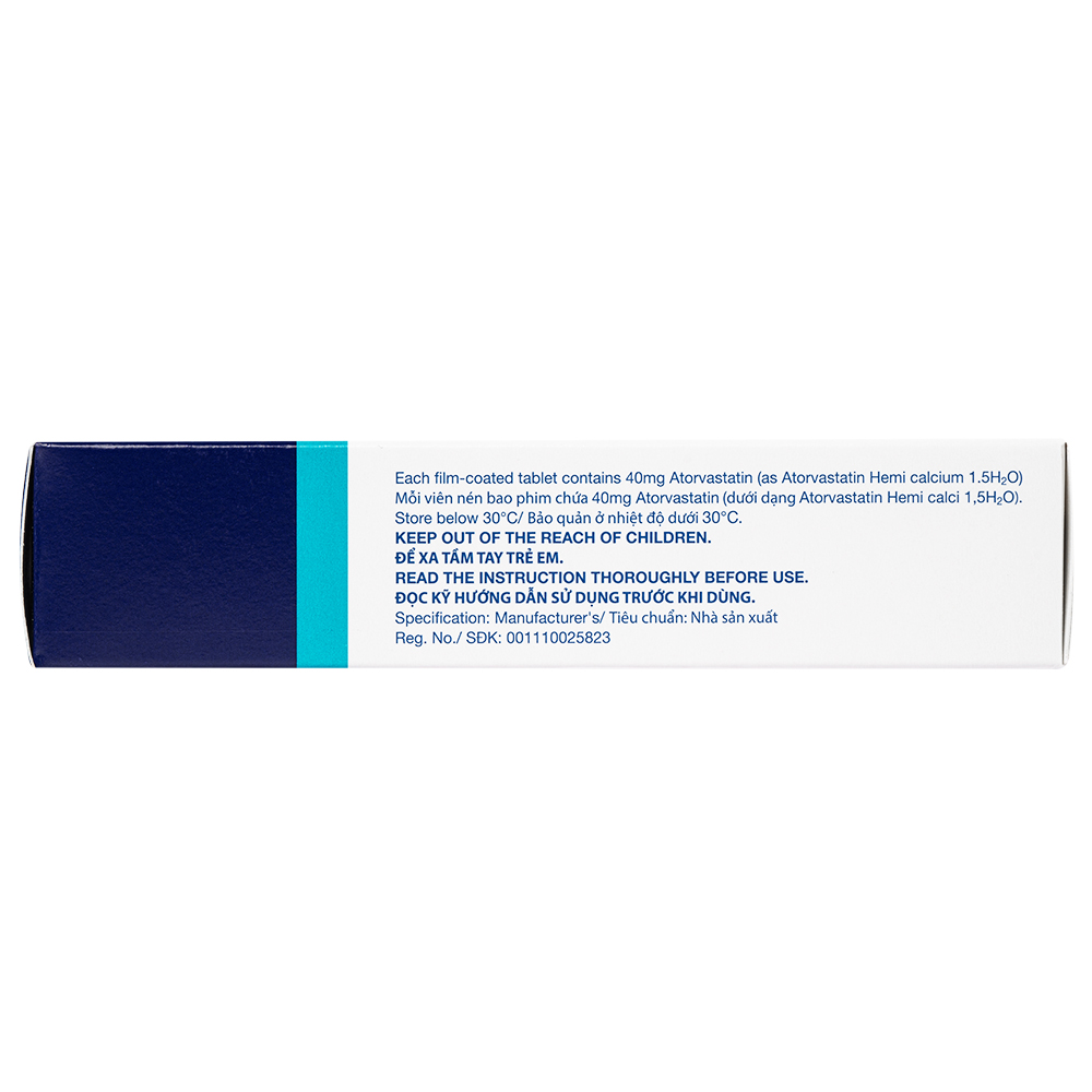 Viên nén Lipitor 40mg Viatris điều trị tăng cholesterol toàn phần (3 vỉ x 10 viên)