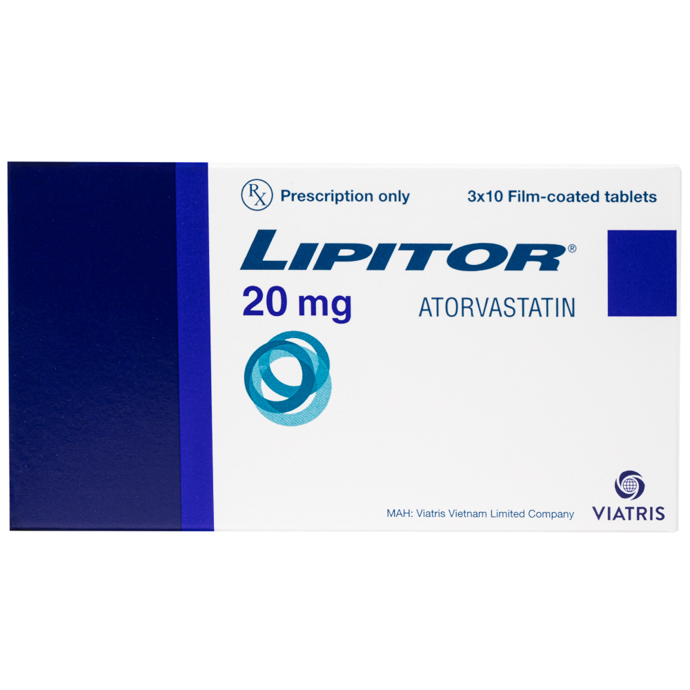 Thuốc Lipitor 20mg Viatris điều trị tăng cholesterol toàn phần (3 vỉ x 10 viên) 