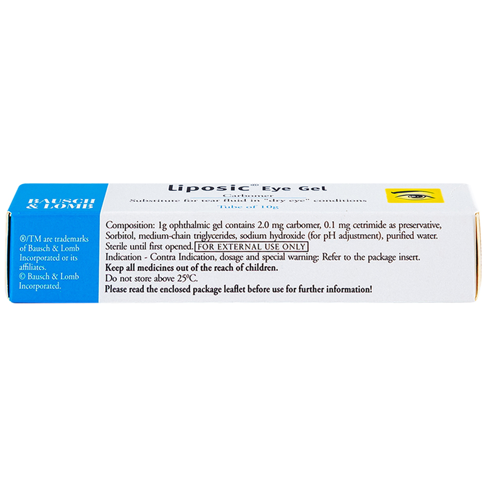 Gel nhỏ mắt Liposic Eye Gel Bausch And Lomb điều trị triệu chứng cho bệnh khô mắt (10g)