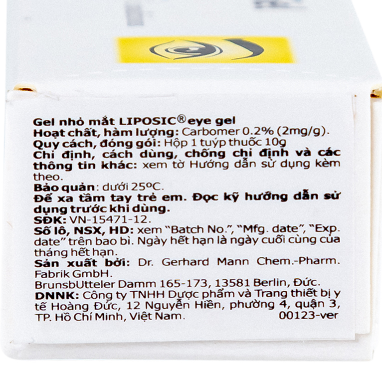 Gel nhỏ mắt Liposic Eye Gel Bausch And Lomb điều trị triệu chứng cho bệnh khô mắt (10g)
