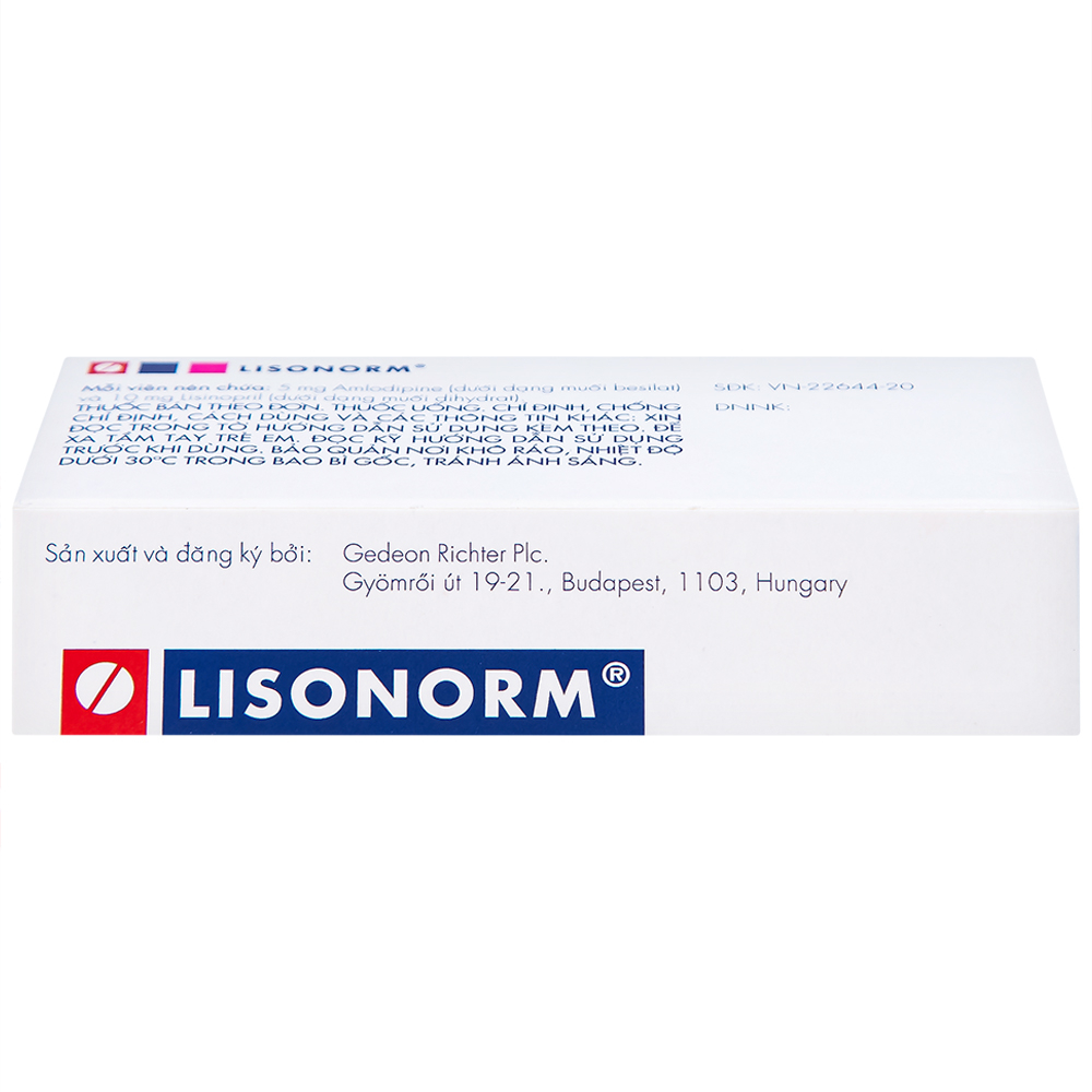 Viên nén Lisonorm Gedeon điều trị tăng huyết áp vô căn (3 vỉ x 10 viên)