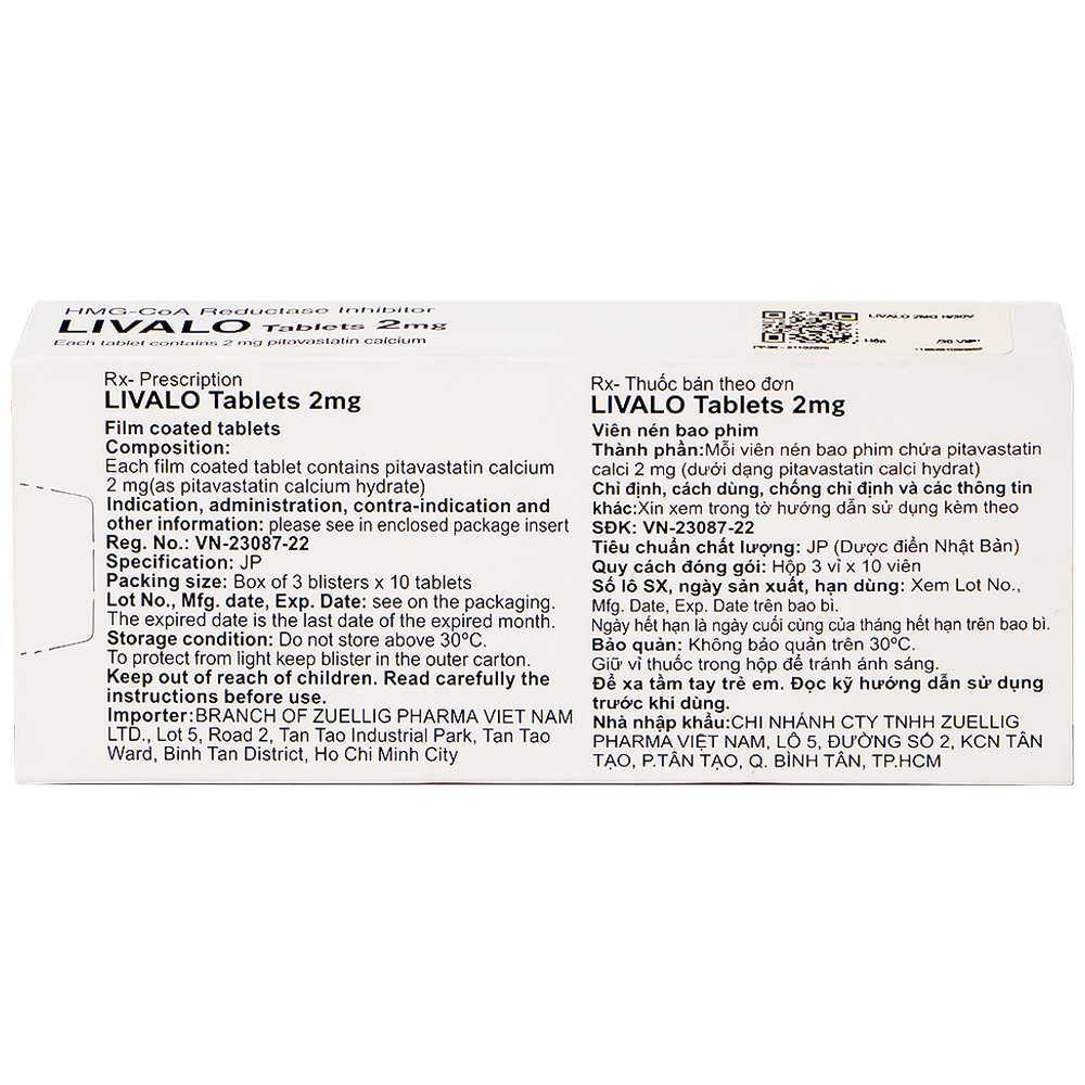Thuốc Livalo 2mg Kowa điều trị tăng lipid máu nguyên (3 vỉ x 10 viên)