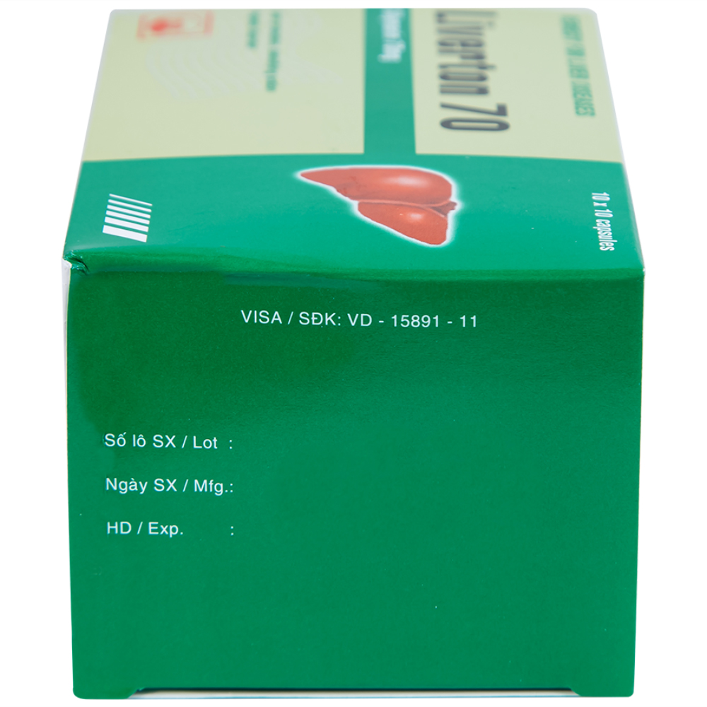 Viên nang cứng Liverton 70 Pymepharco điều trị bệnh gan, giải độc gan, rối loạn về gan (10 vỉ x 10 viên) 