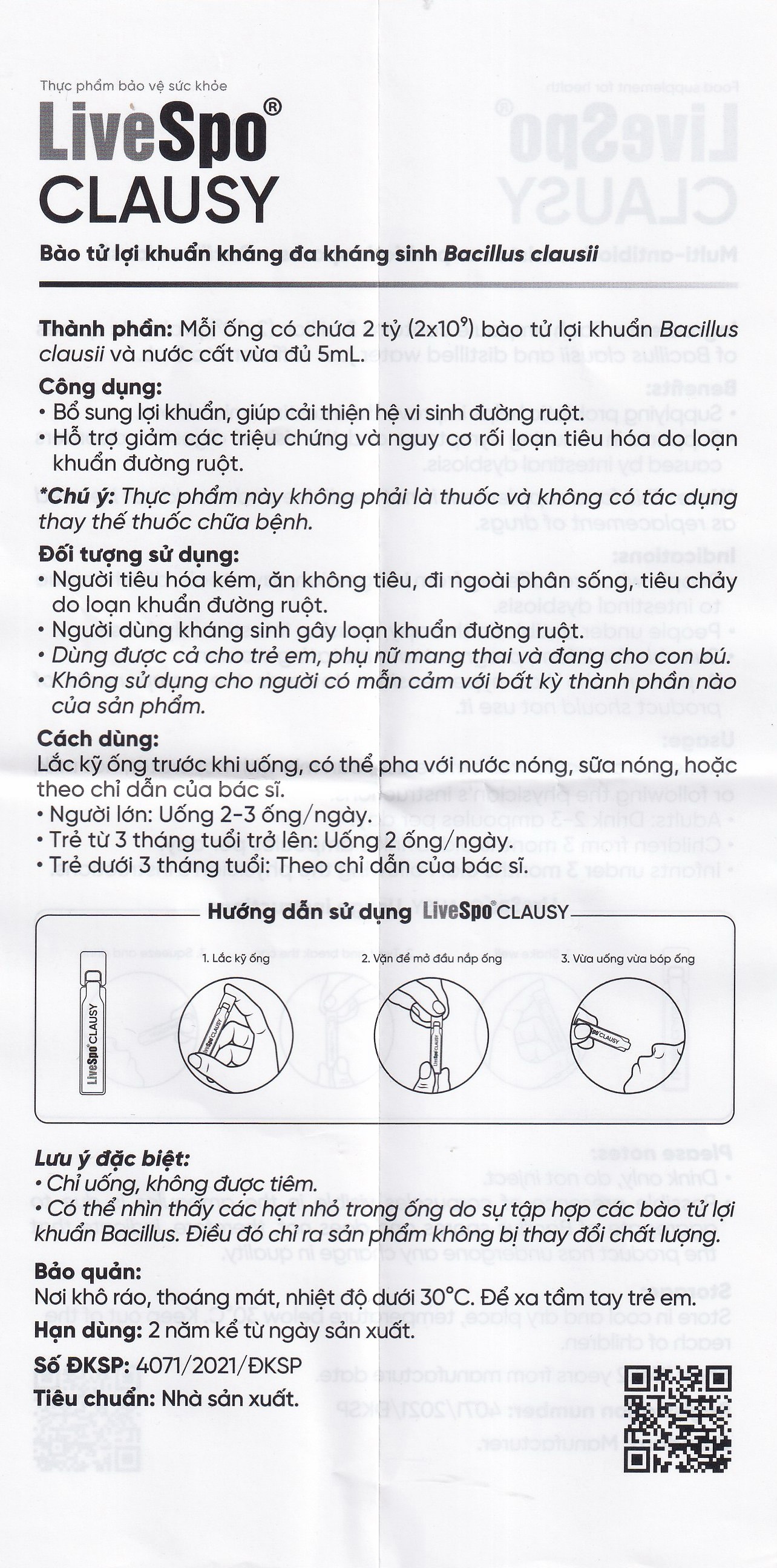 Bào tử lợi khuẩn giúp giảm rối loạn tiêu hóa, cân bằng hệ vi sinh đường ruột LiveSpo Clausy (25 ống x 5ml)