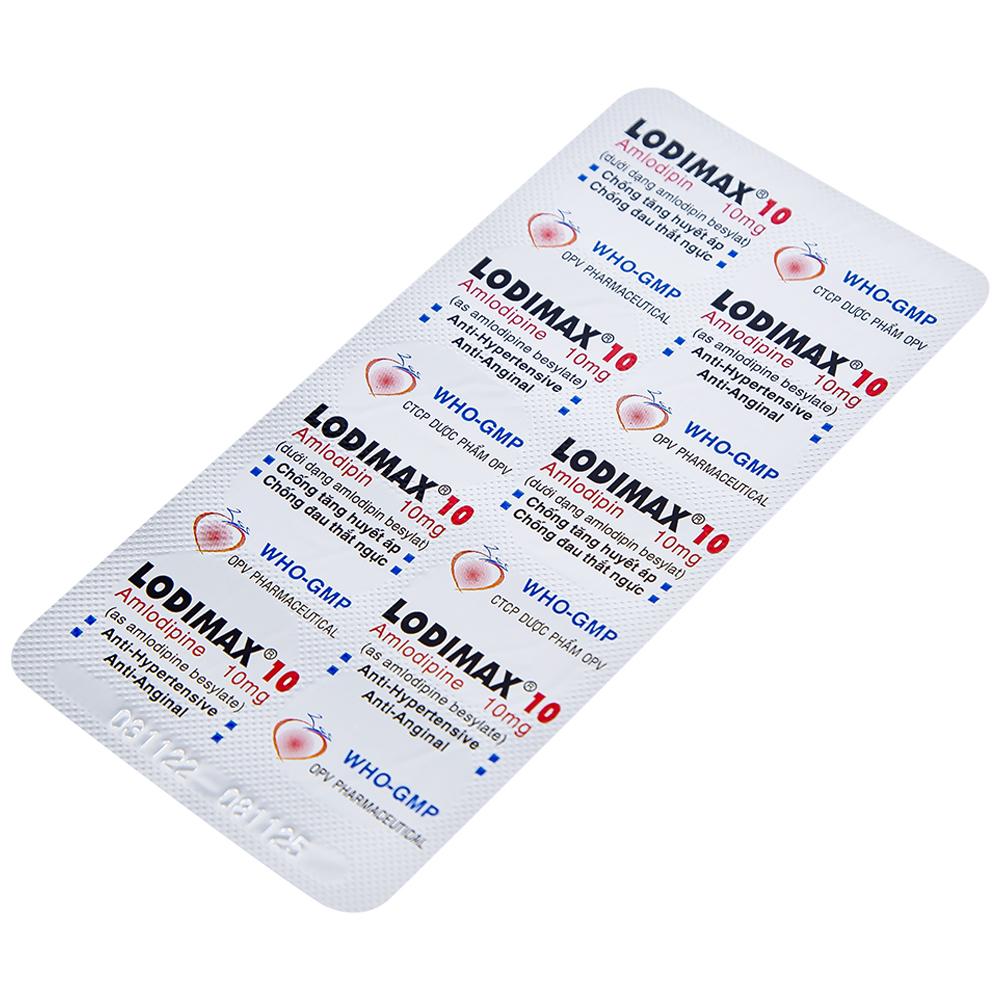 Viên nén Lodimax 10 OPV Pharma chống tăng huyết áp, đau thắt ngực (2 vỉ x 10 viên) 