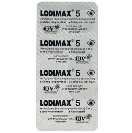 Viên nén Lodimax 5 OPV Pharma chống tăng huyết áp, đau thắt ngực (2 vỉ x 10 viên) 