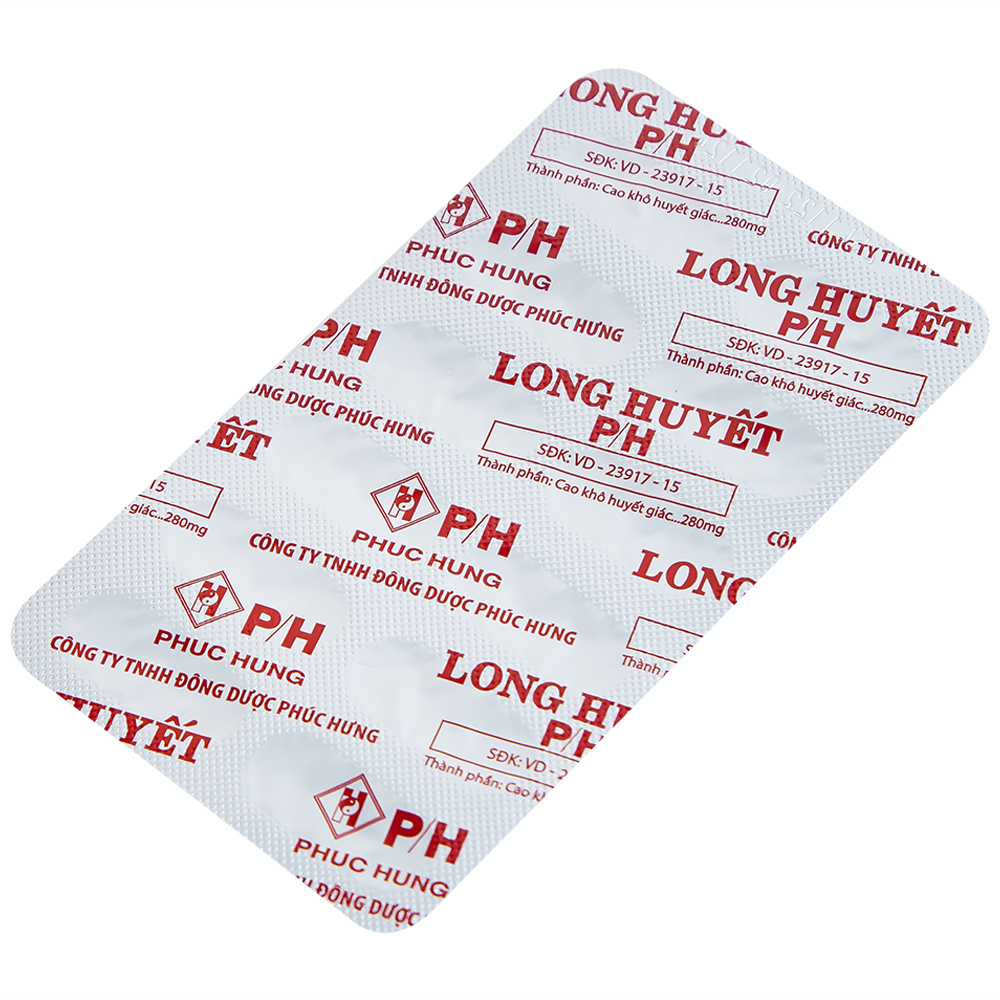 Thuốc Long Huyết P/H Phúc Hưng đặc trị tan bầm tím, mau lành vết thương (2 vỉ x 12 viên)
