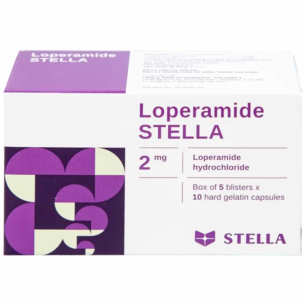 Viên nang cứng Loperamide Stella 2mg giảm tiêu chảy cấp (5 vỉ x 10 viên)
