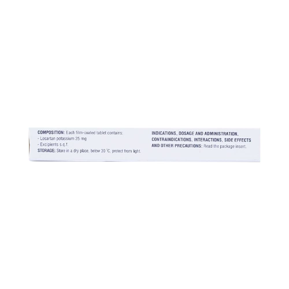 Viên nén Losartan 25mg Domesco điều trị tăng huyết áp, giảm bệnh tim mạch (1 vỉ x 10 viên)