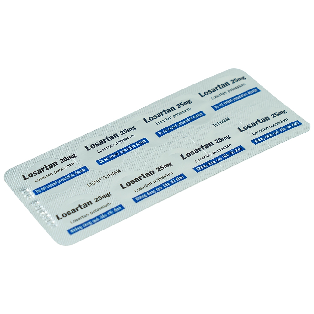 Viên nén Losartan 25mg TV.Pharm điều trị tăng huyết áp (3 vỉ x 10 viên)