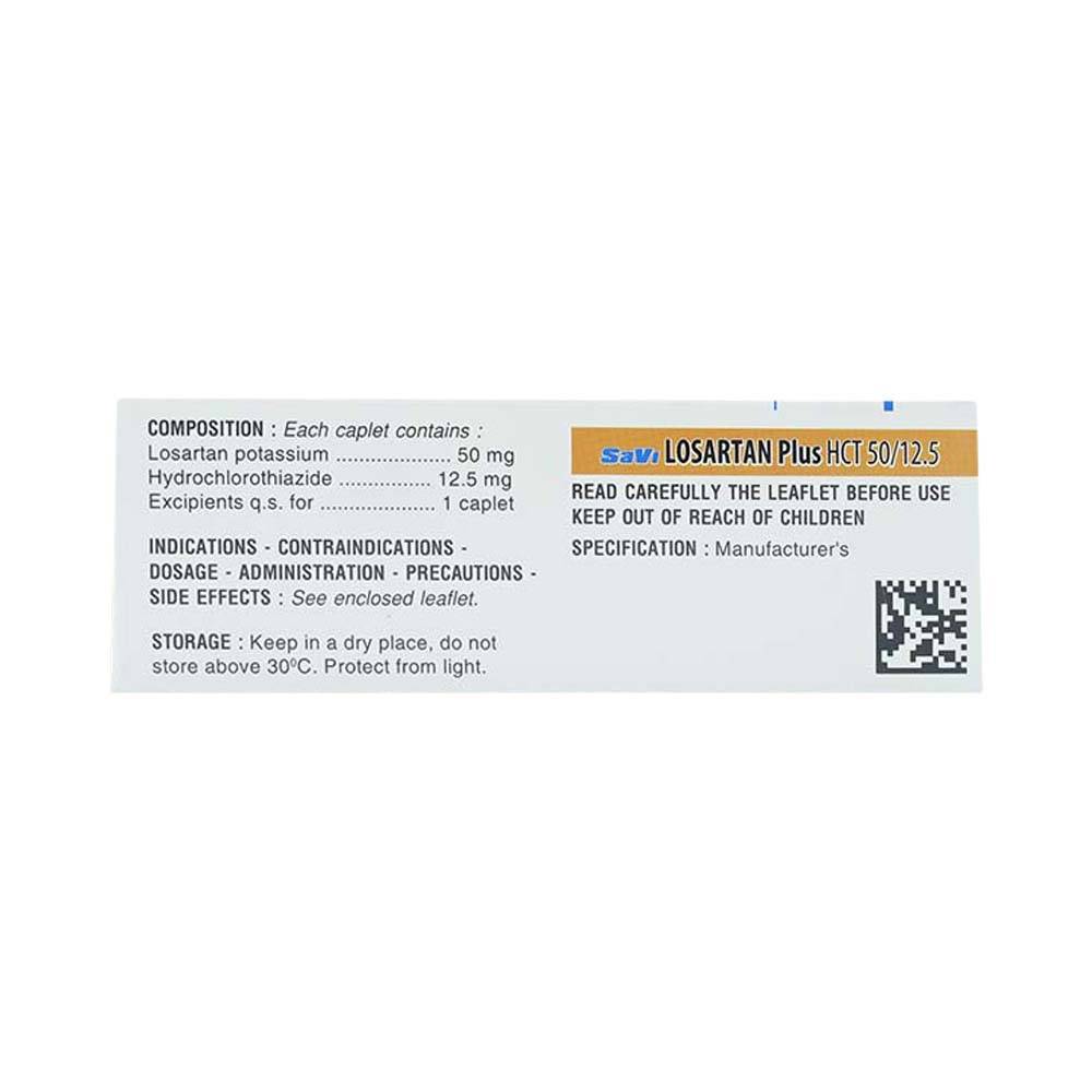 Thuốc Losartan Plus HCT 50/12.5 Savi Pharm điều trị tăng huyết áp (3 vỉ x 10 viên)