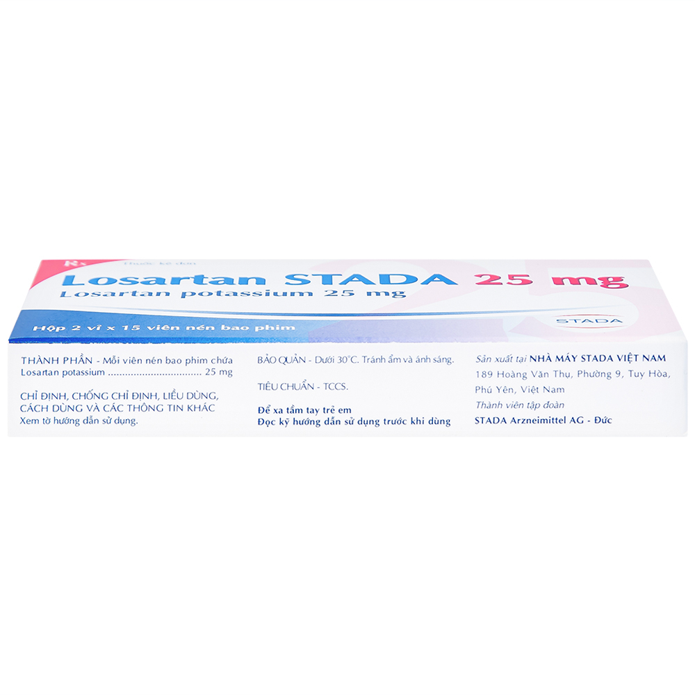 Viên nén Losartan Stada 25mg điều trị tăng huyết áp, giảm nguy cơ đột quỵ (2 vỉ x 15 viên)