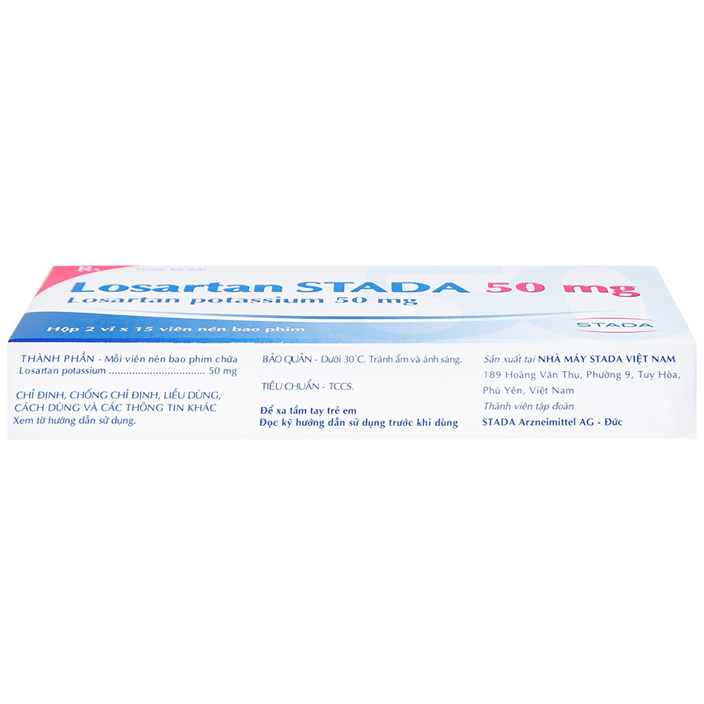 Viên nén Losartan Stada 50mg điều trị tăng huyết áp, giảm nguy cơ đột quỵ (2 vỉ x 15 viên)