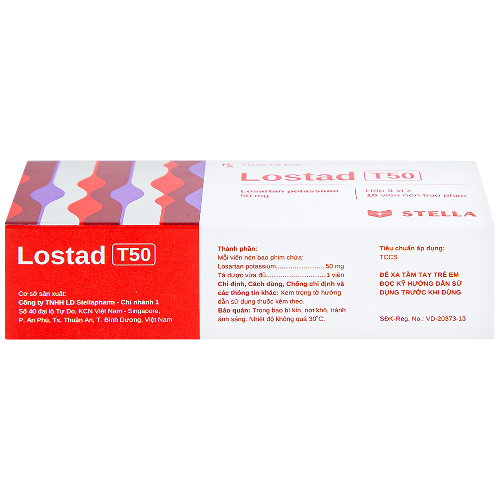 Thuốc Lostad T50 50mg Stella điều trị tăng huyết áp (3 vỉ x 10 viên)