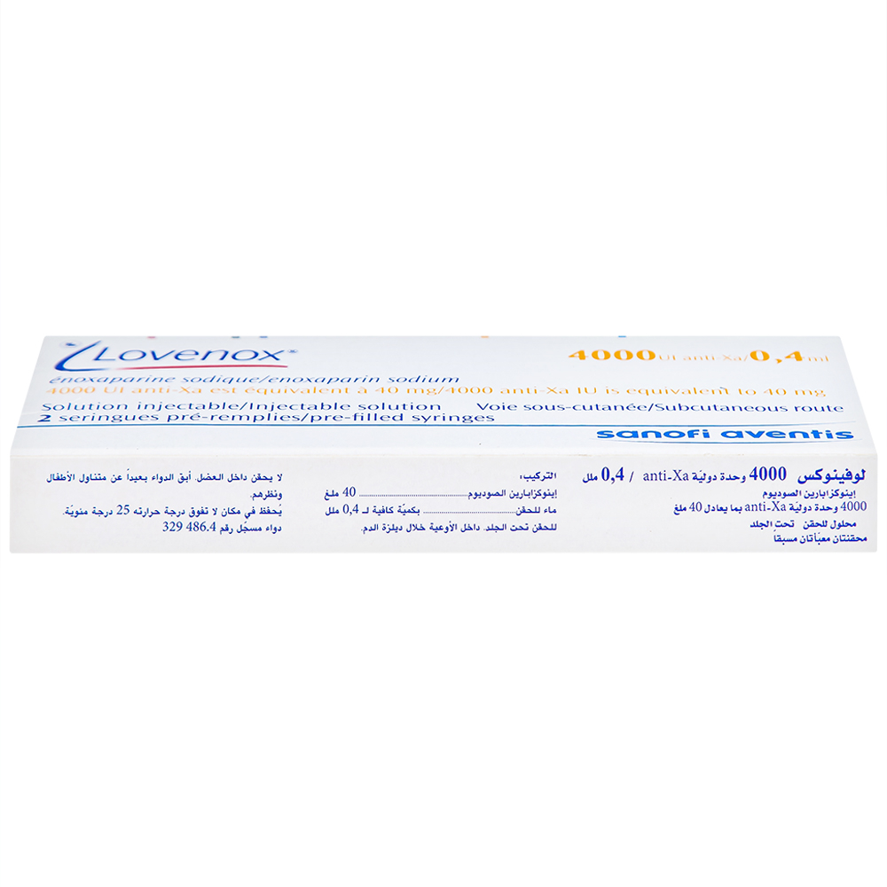Dung dịch tiêm Lovenox 4000 anti-Xa IU/0.4 ml điều trị dự phòng bệnh thuyên tắc huyết khối tĩnh mạch (2 ống)