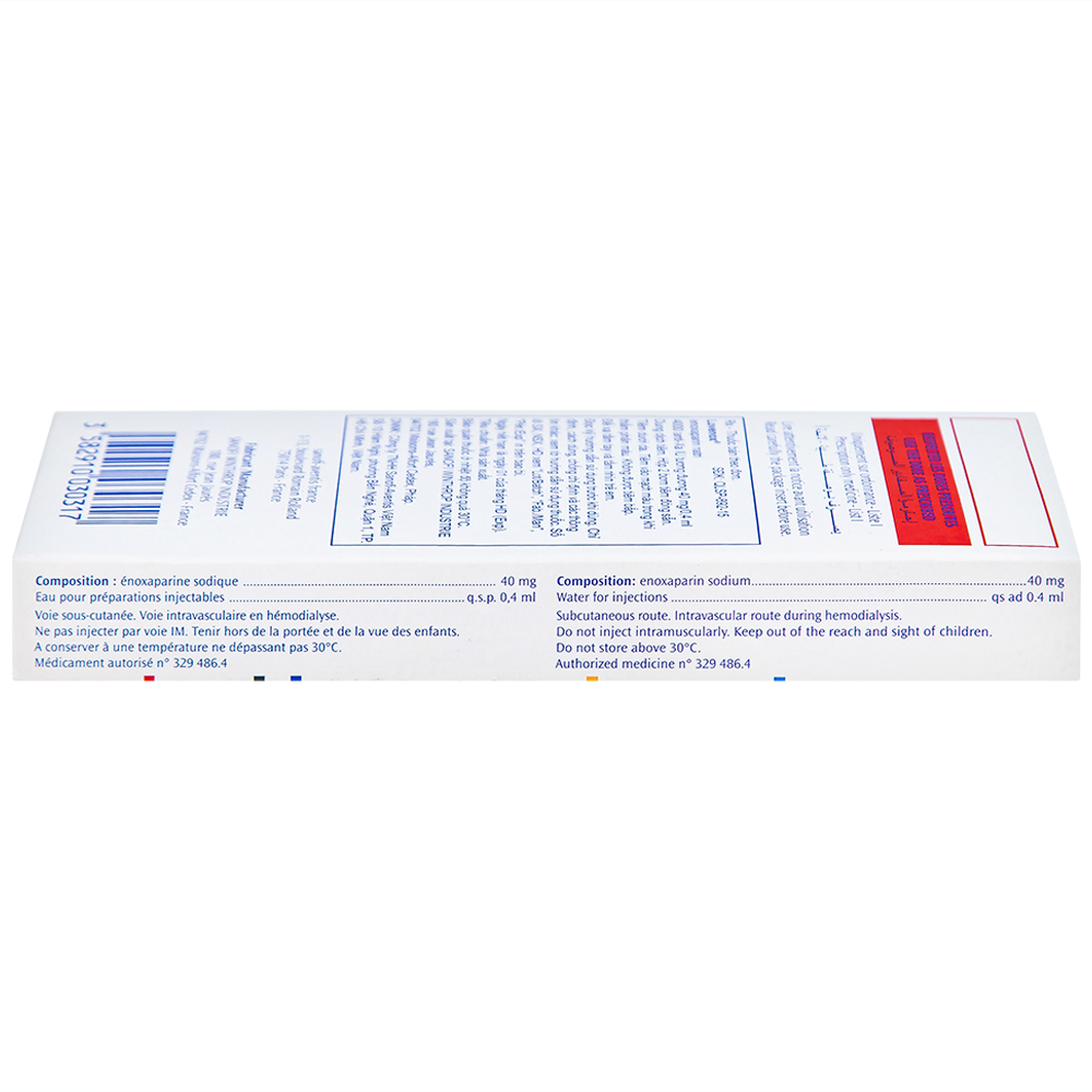 Dung dịch tiêm Lovenox 4000 anti-Xa IU/0.4 ml điều trị dự phòng bệnh thuyên tắc huyết khối tĩnh mạch (2 ống)