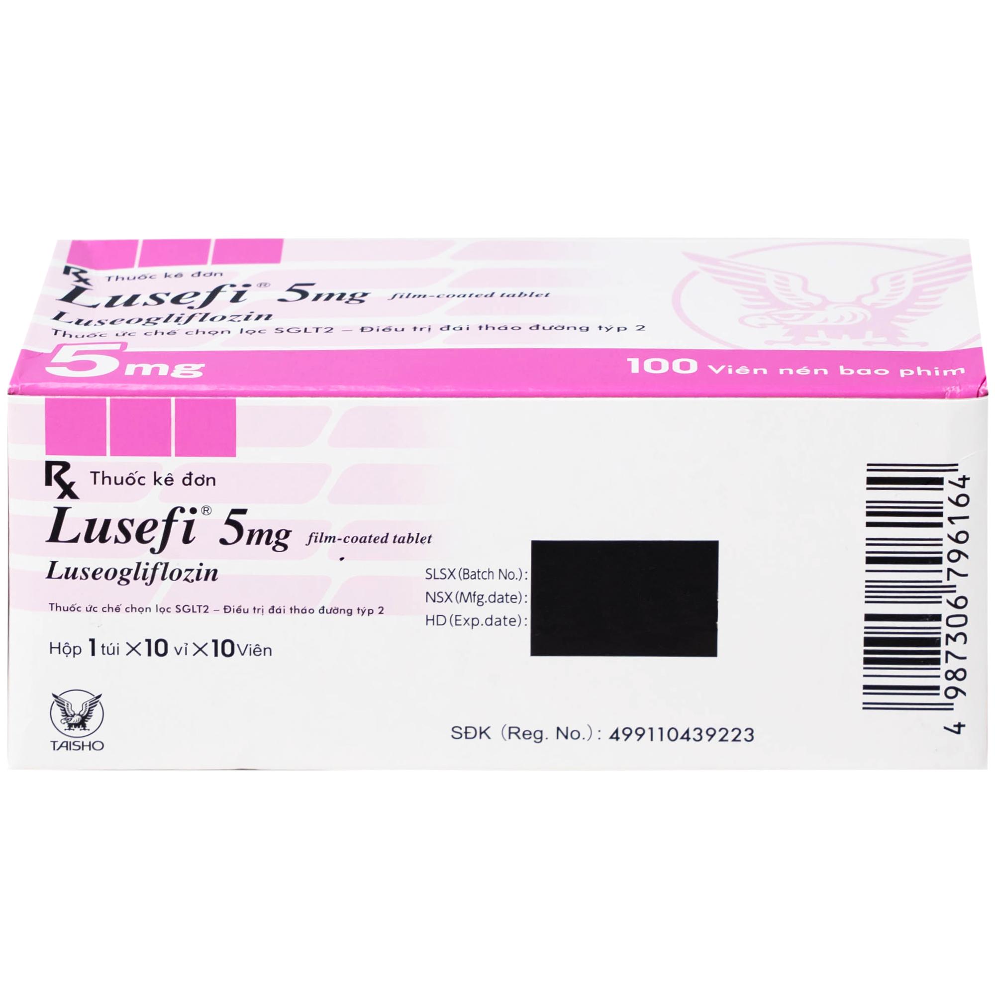 Thuốc Lusefi 5mg Taisho điều trị bệnh đái tháo đường tuýp 2, cải thiện việc kiểm soát đường huyết (10 vỉ x 10 viên)