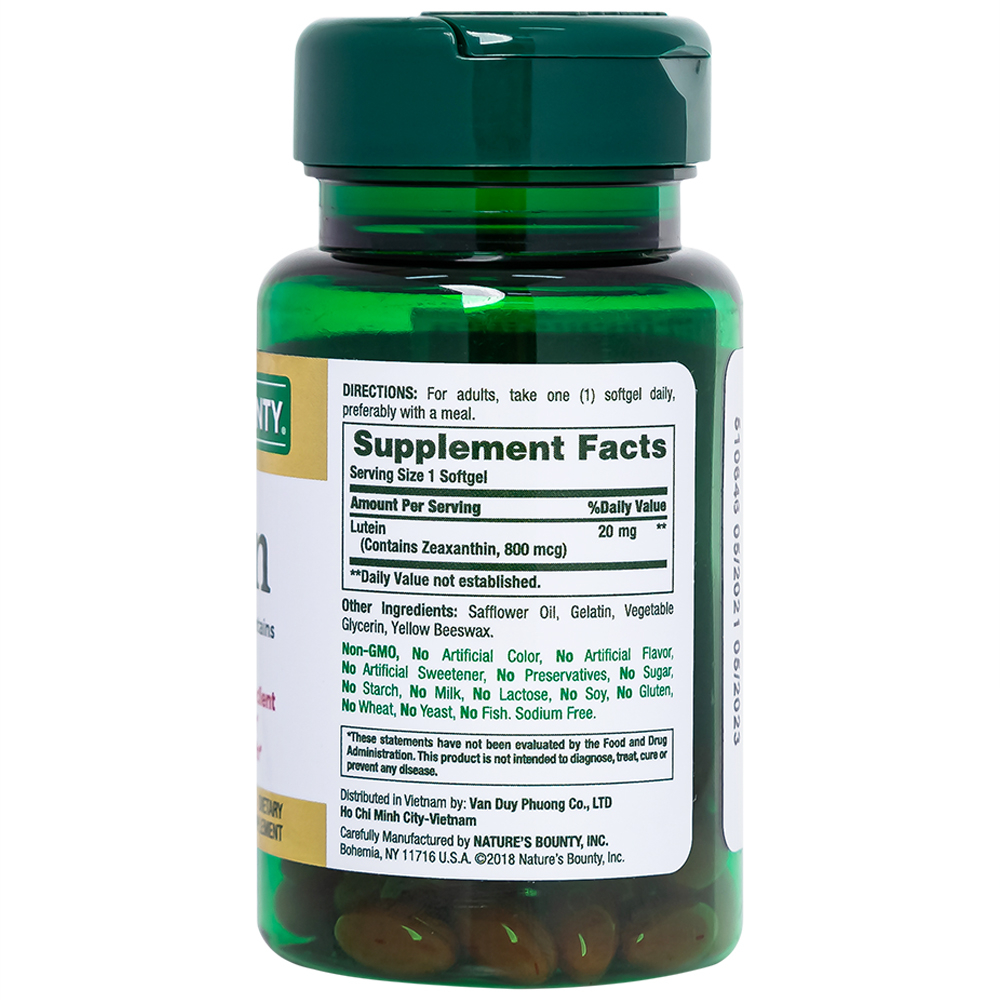 Viên uống giúp tăng cường thị lực cho mắt, giúp mắt khỏe mạnh Lutein Nature's Bounty (30 viên)