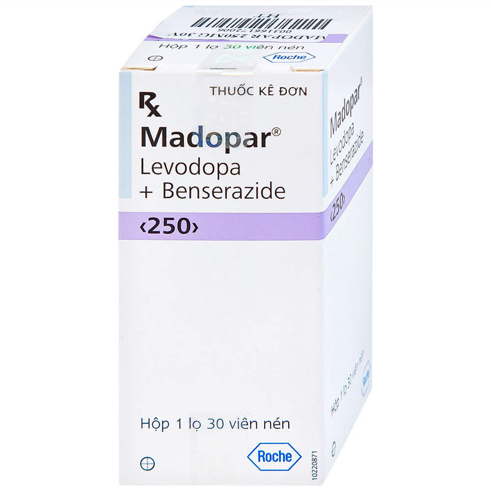 Viên nén Madopar Levodopa And Benserazide 250 Roche điều trị bệnh Parkinson vô căn (30 viên)