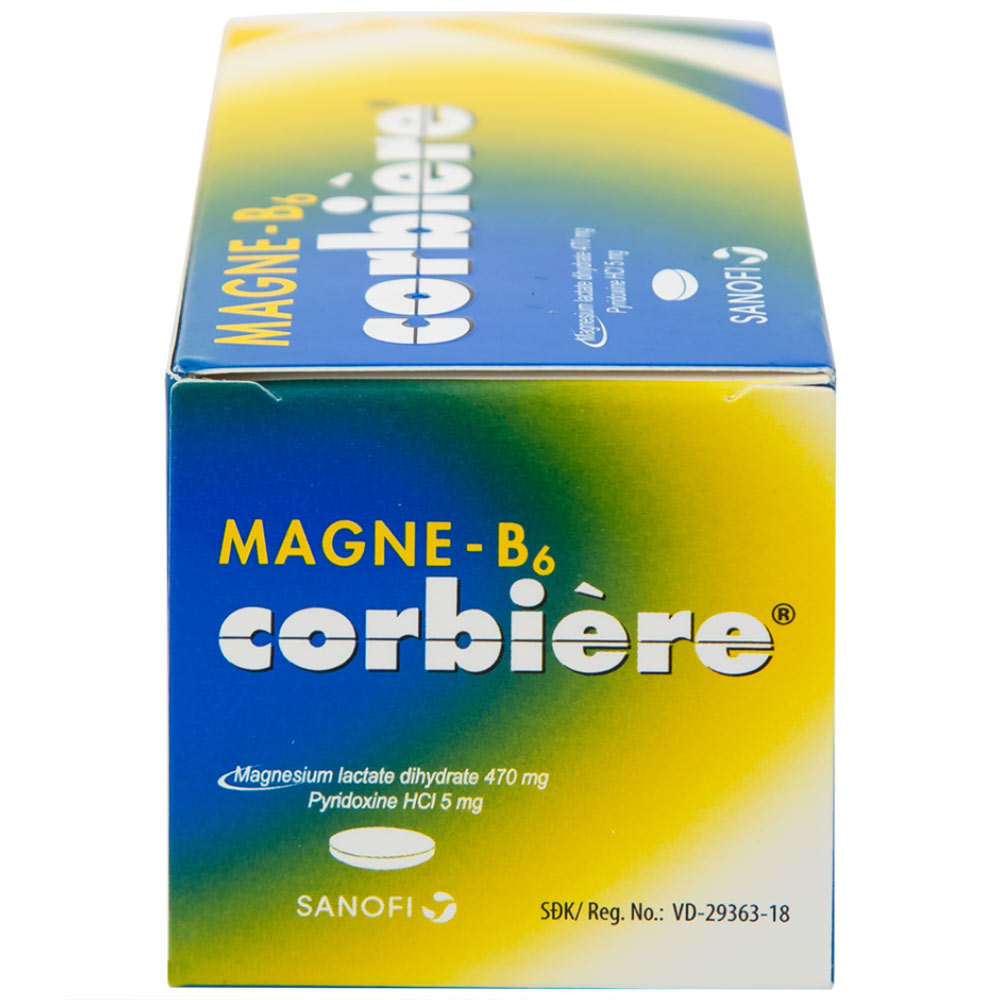 Viên nén Magne-B6 Corbière Sanofi điều trị thiếu magnesi riêng biệt hay kết hợp (5 vỉ x 10 viên)