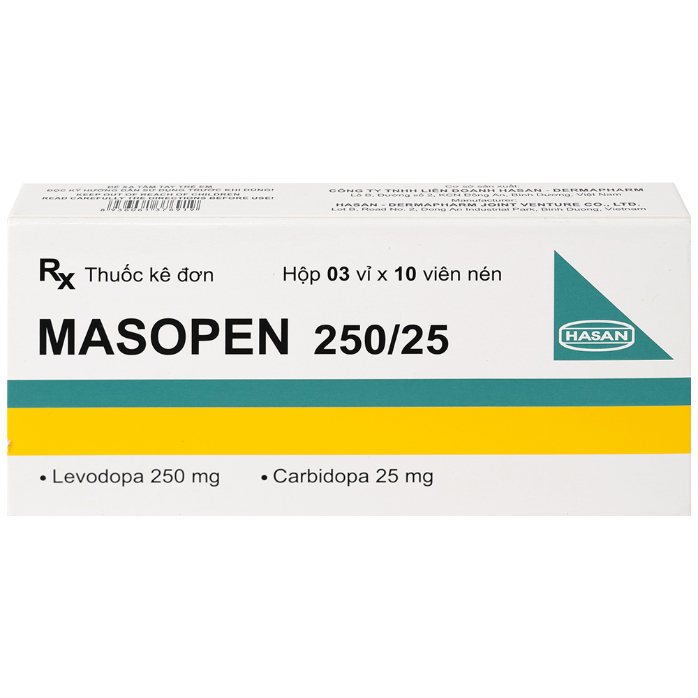 Thuốc Masopen 250/25 Hasan điều trị triệu chứng bệnh parkinson (3 vỉ x 10 viên)