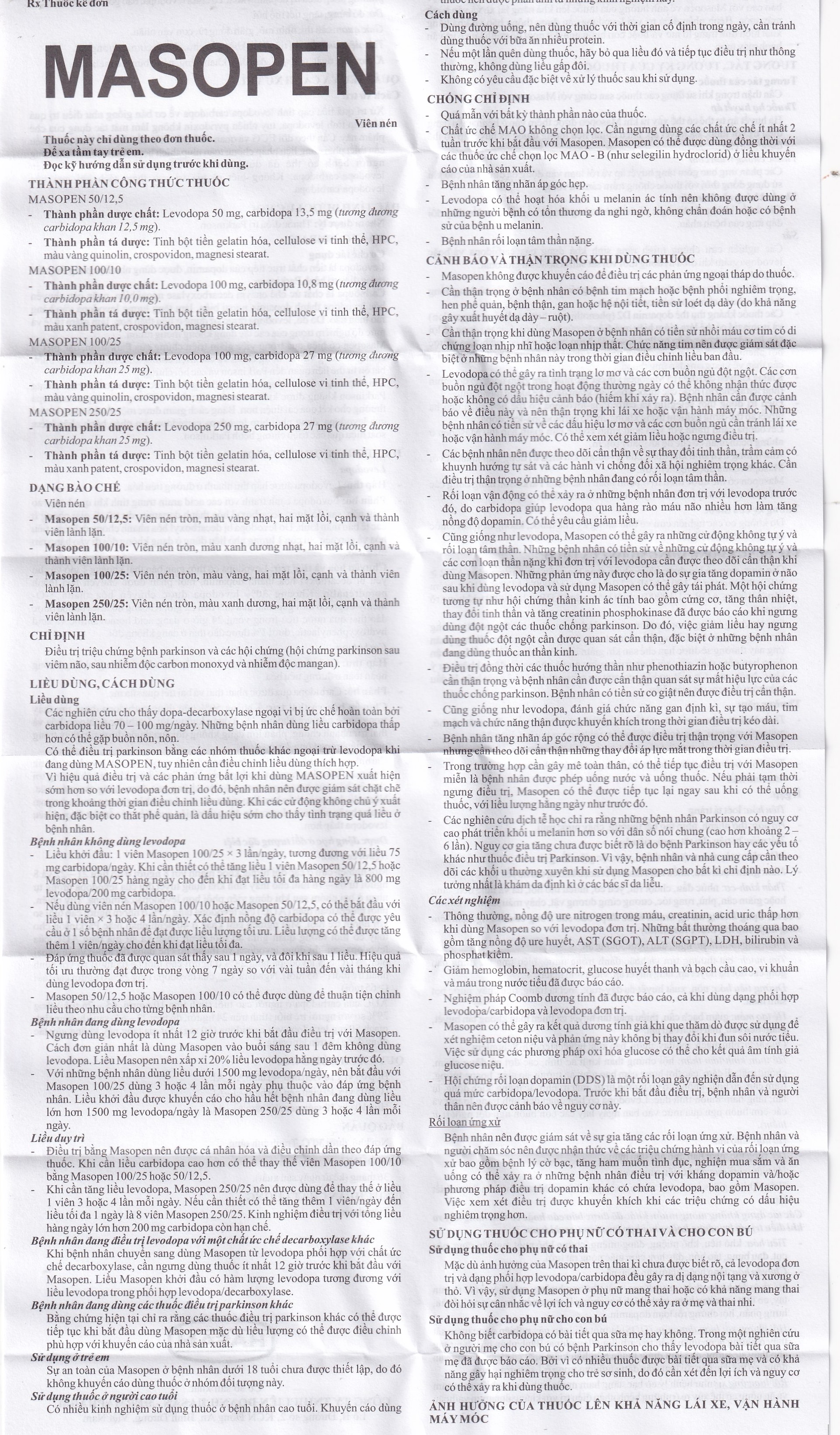 Thuốc Masopen 250/25 Hasan điều trị triệu chứng bệnh parkinson (3 vỉ x 10 viên)