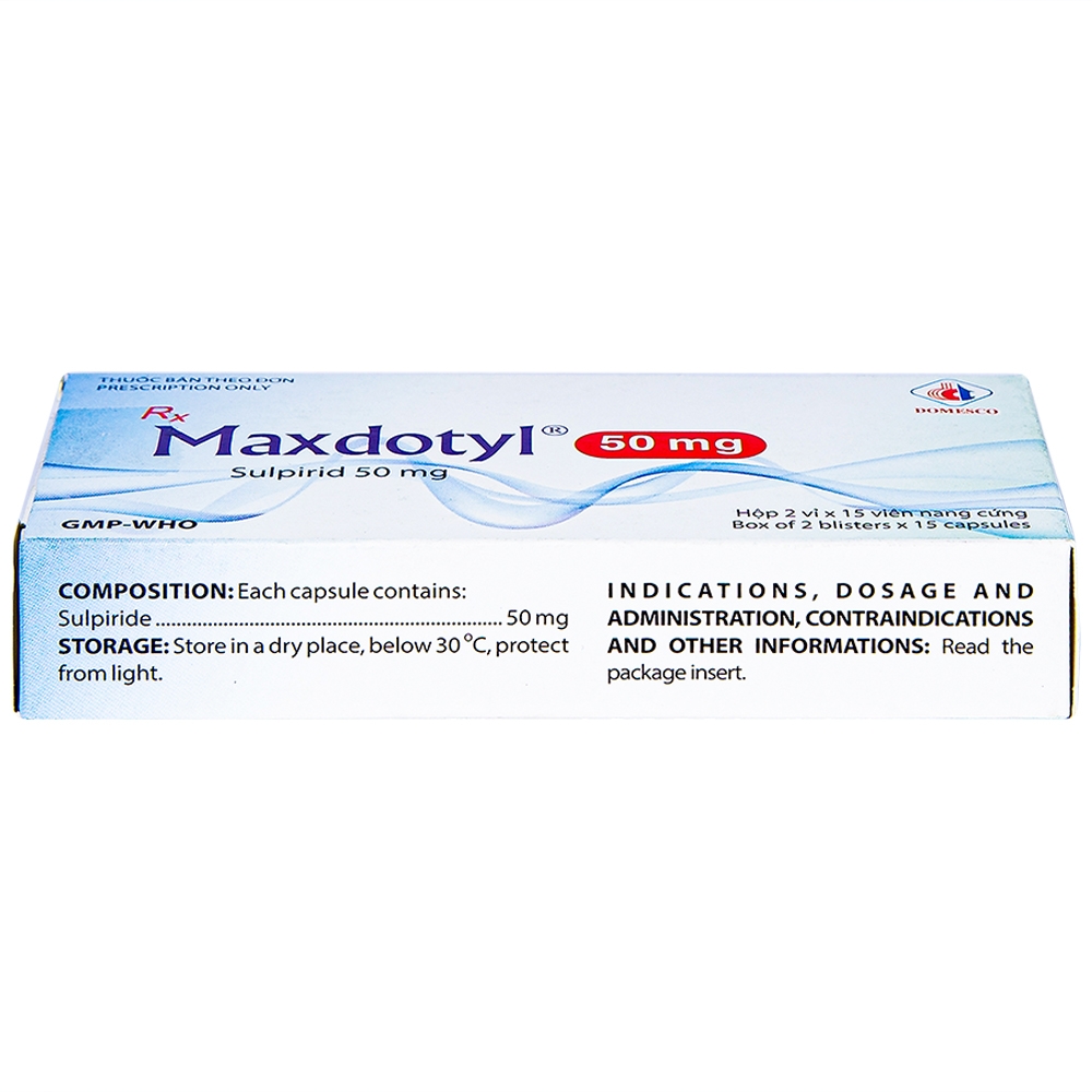 Viên nang cứng Maxdotyl 50mg Domesco điều trị chứng lo âu ở người lớn (2 vỉ x 15 viên)