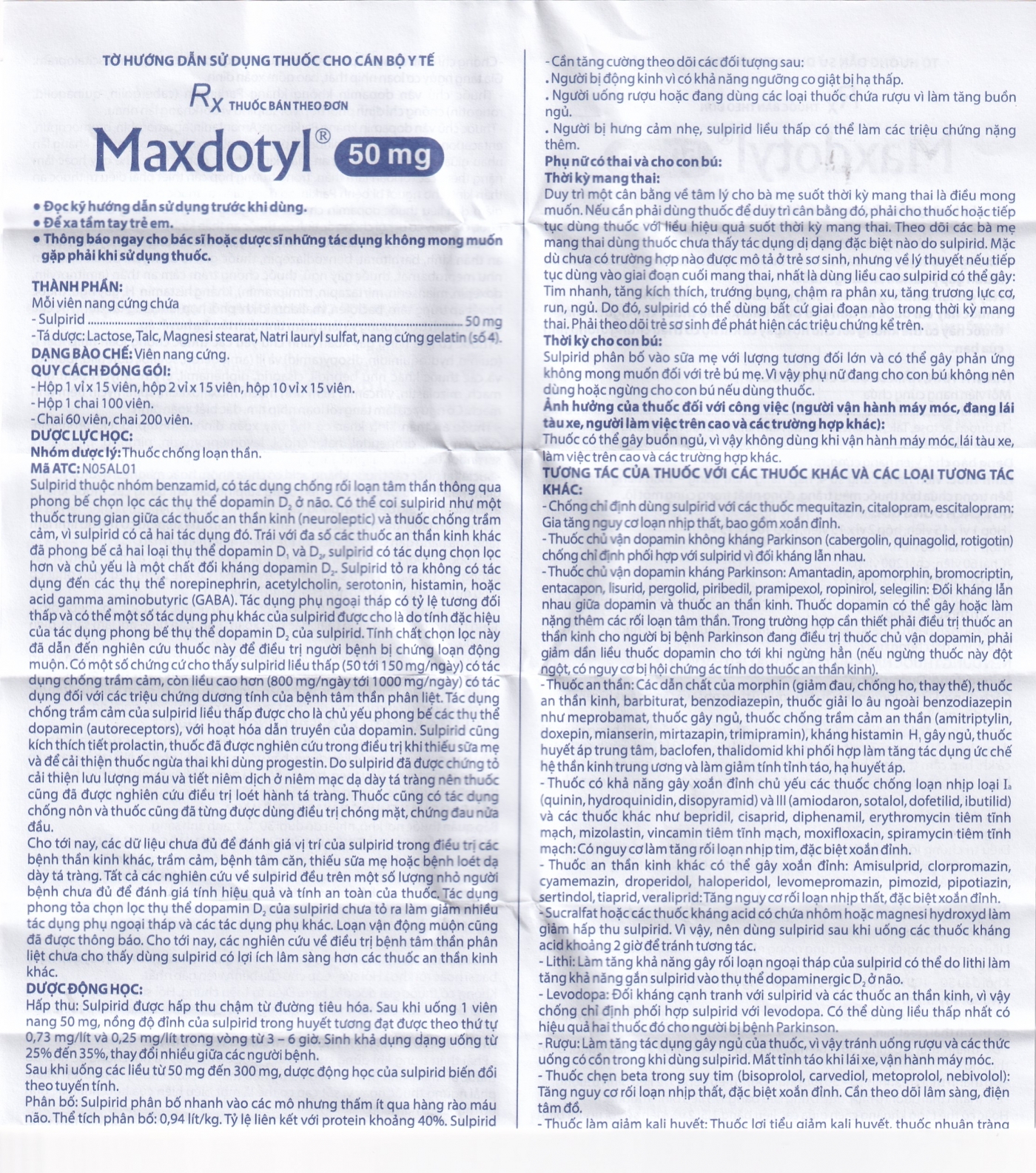 Viên nang cứng Maxdotyl 50mg Domesco điều trị chứng lo âu ở người lớn (2 vỉ x 15 viên)