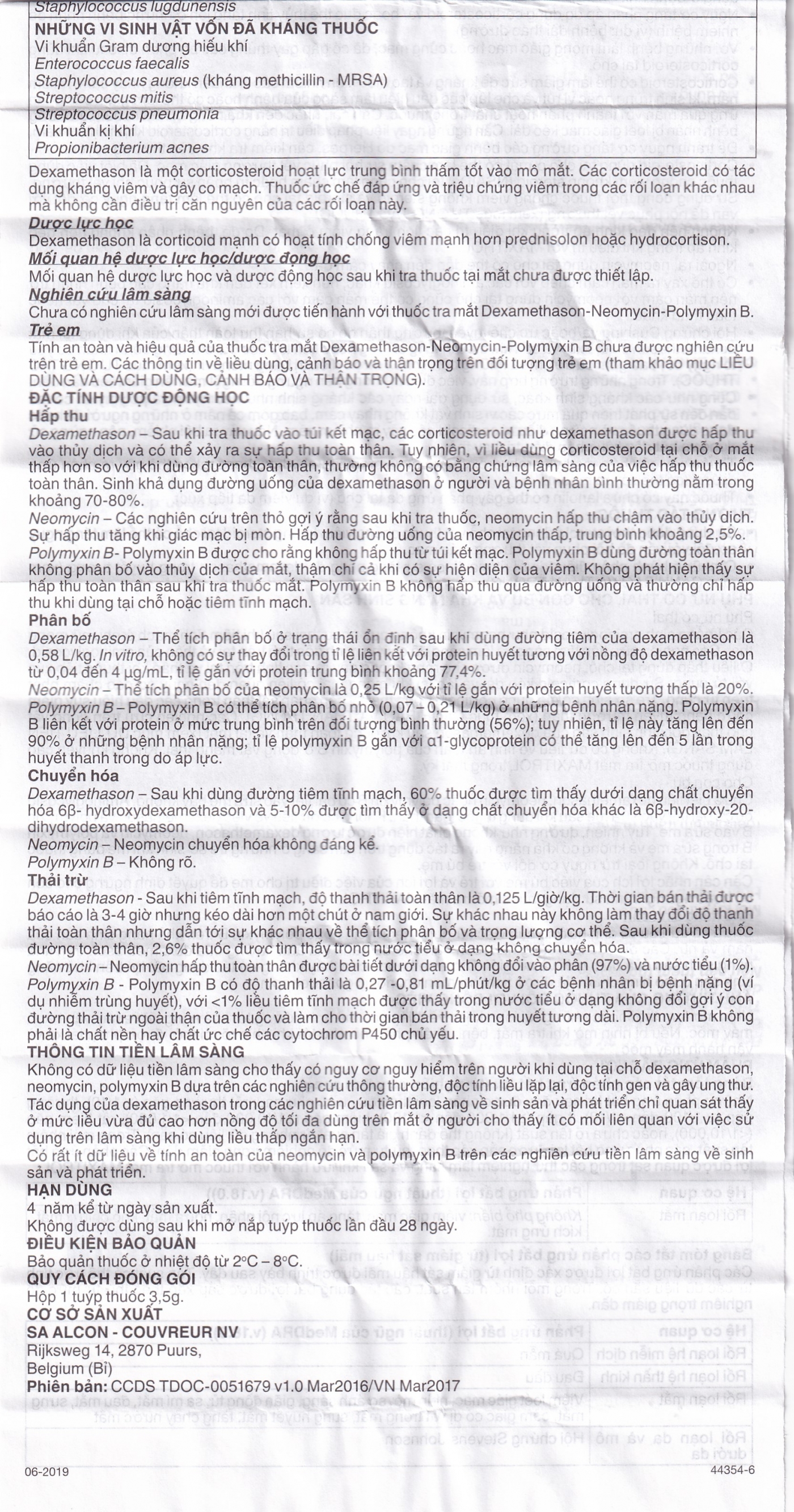 Thuốc mỡ tra mắt Maxitrol điều trị ngắn hạn các tình trạng đáp ứng với corticoid ở mắt (3,5g) 