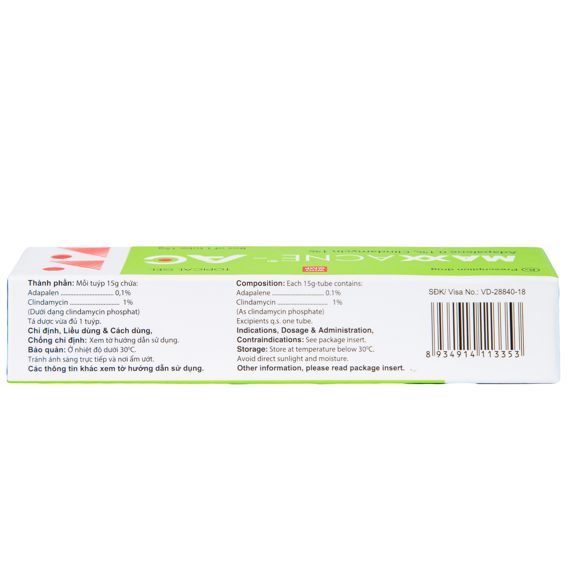 Gel bôi da Maxx Acne-AC Ampharco U.S.A điều trị mụn trứng cá (15g)
