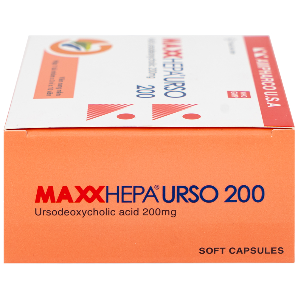 Thuốc Maxxhepa Urso 200 Ampharco điều trị xơ gan do mật nguyên phát, tan sỏi túi mật cholesterol (3 vỉ x 10 viên)