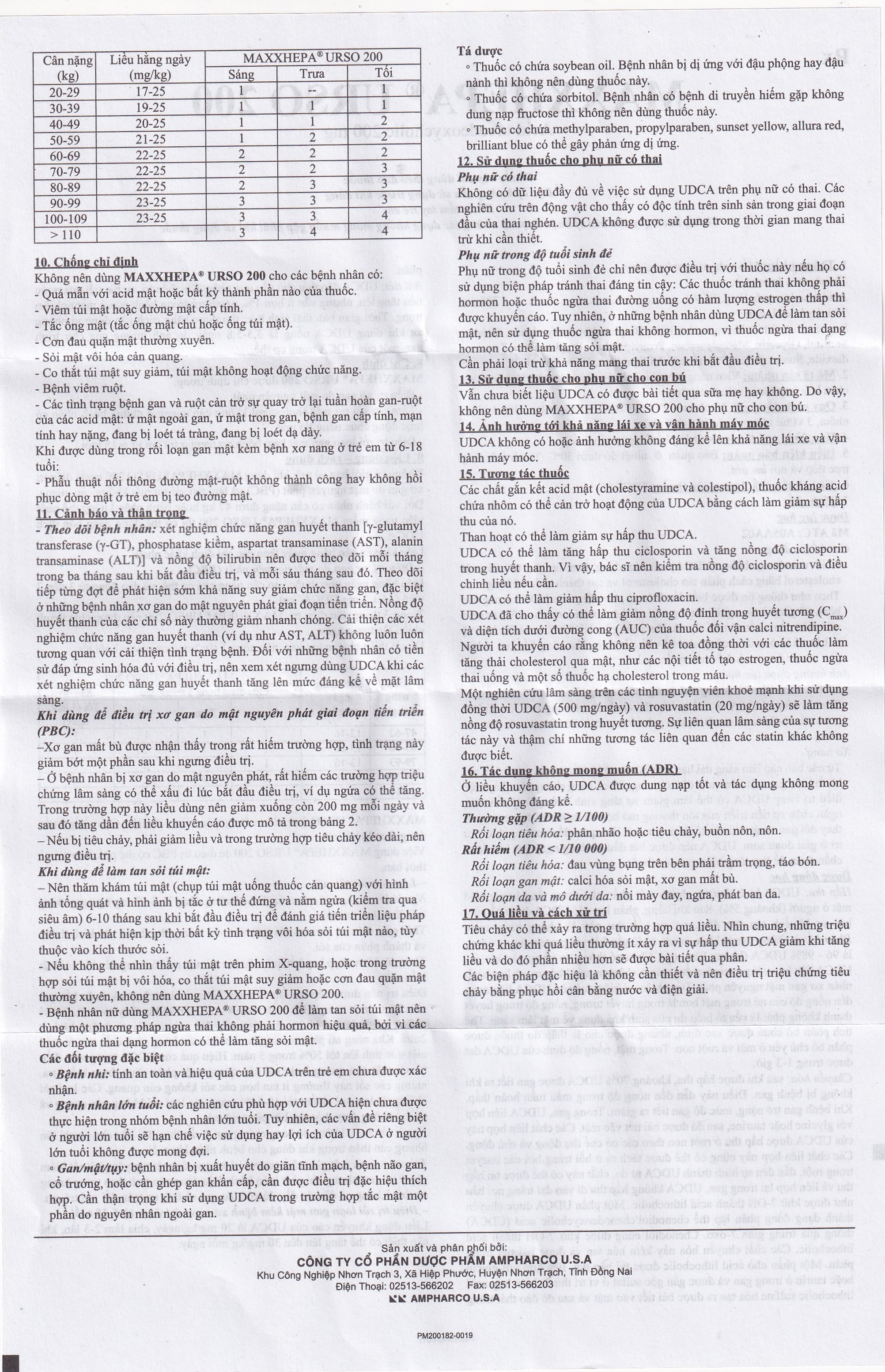 Thuốc Maxxhepa Urso 200 Ampharco điều trị xơ gan do mật nguyên phát, tan sỏi túi mật cholesterol (3 vỉ x 10 viên)